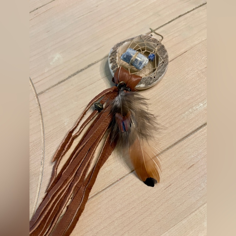 Hand Carved SINGLE Dream Catcher Earring